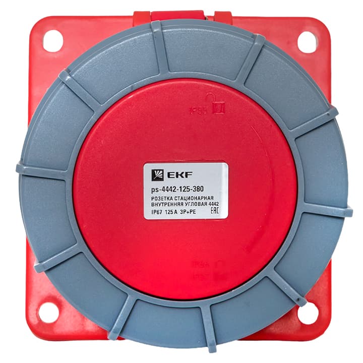 EKF PROxima Розетка стационарная внутренняя угловая 4442 3Р+РЕ 125А 380В IP67 — миниатюра 2