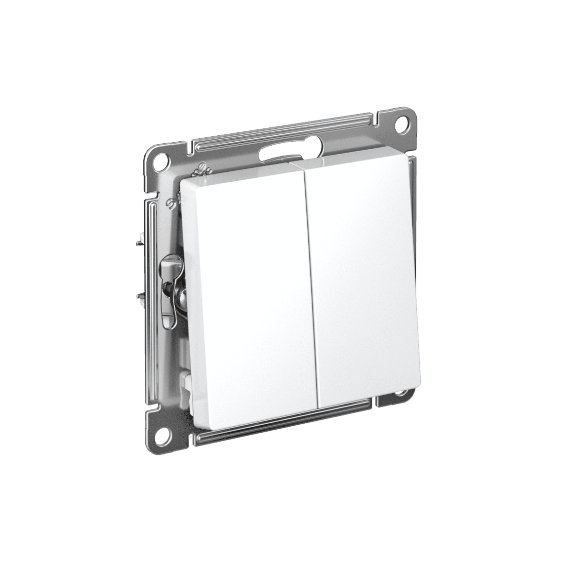 Systeme Electric AtlasDesign Белый Выключатель 2-клавишный, сх.5, 10АХ, мех., быстрозажим. клем.
