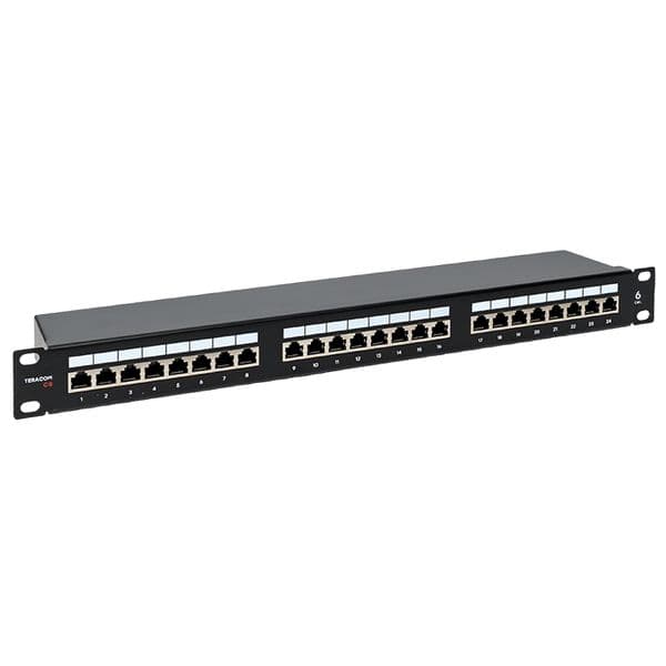 EKF Патч-панель TERACOM CS 19'' Cat.6 1U полный экран STP 24 порта RJ-45 Dual IDC с органайзером