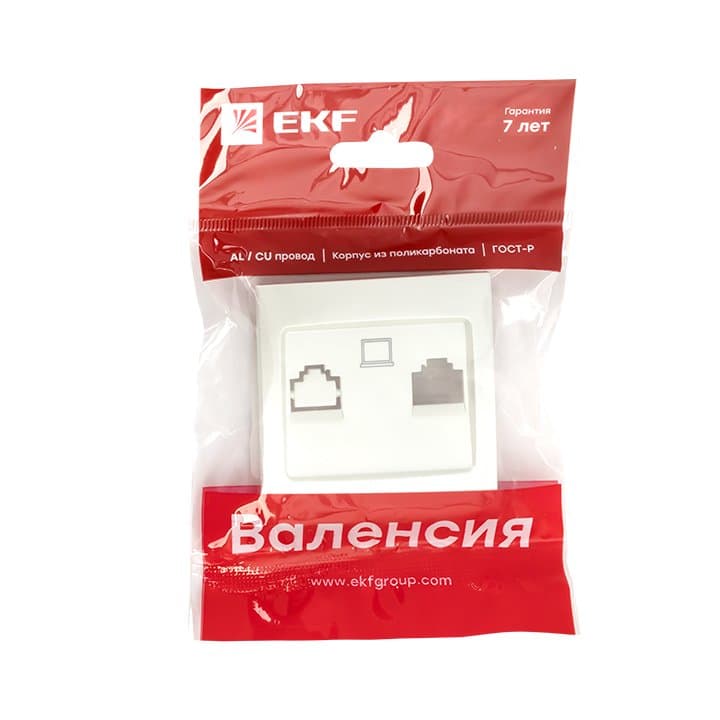 EKF PROxima Валенсия лицевая панель розетки RJ-45 1-местная жемчуг — миниатюра 3