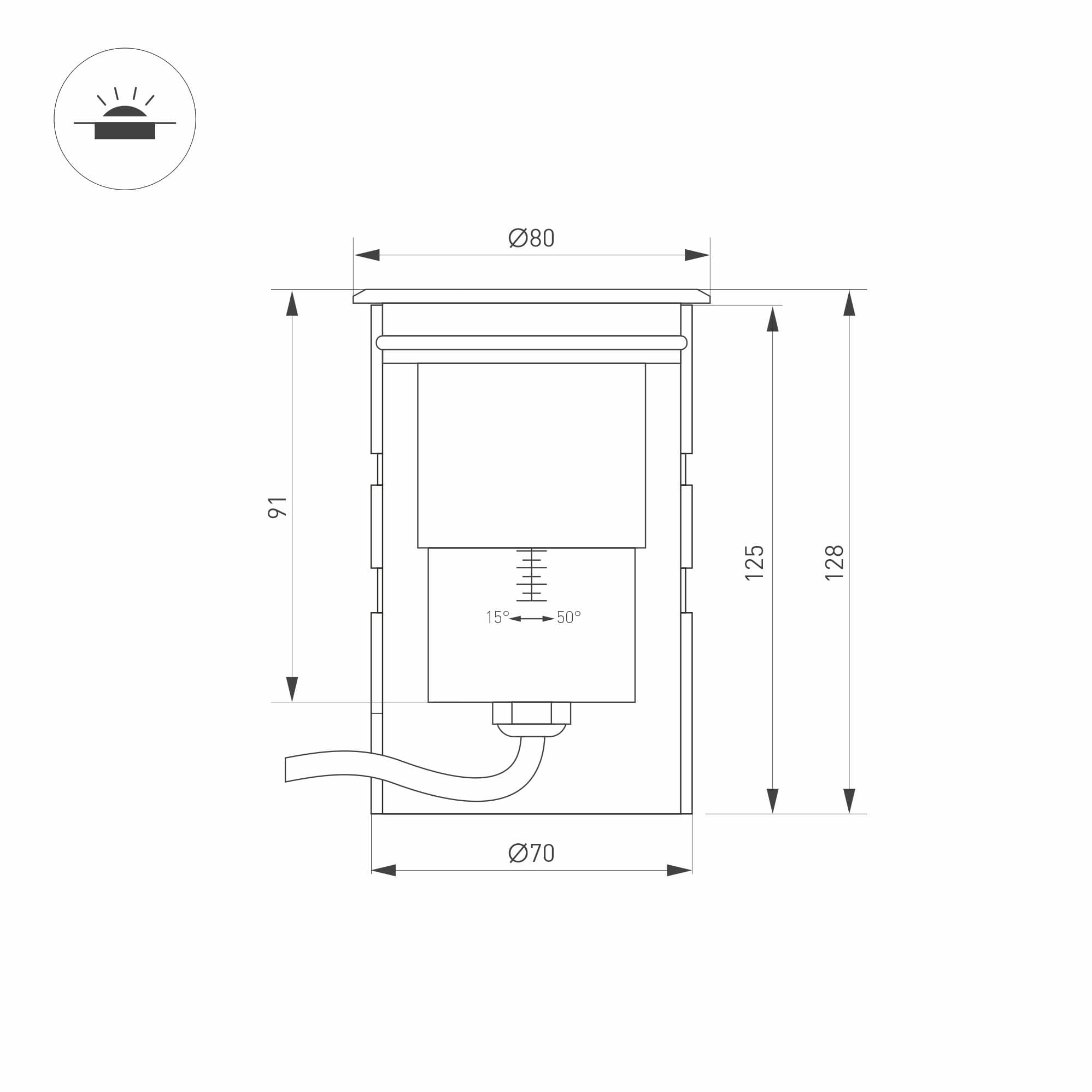 Arlight Светильник ART-GROUND-ZOOM-R80-8W Warm3000 (SL, 15-50 deg, 24V) (IP67 Металл, 3 года) 028065 — миниатюра 2