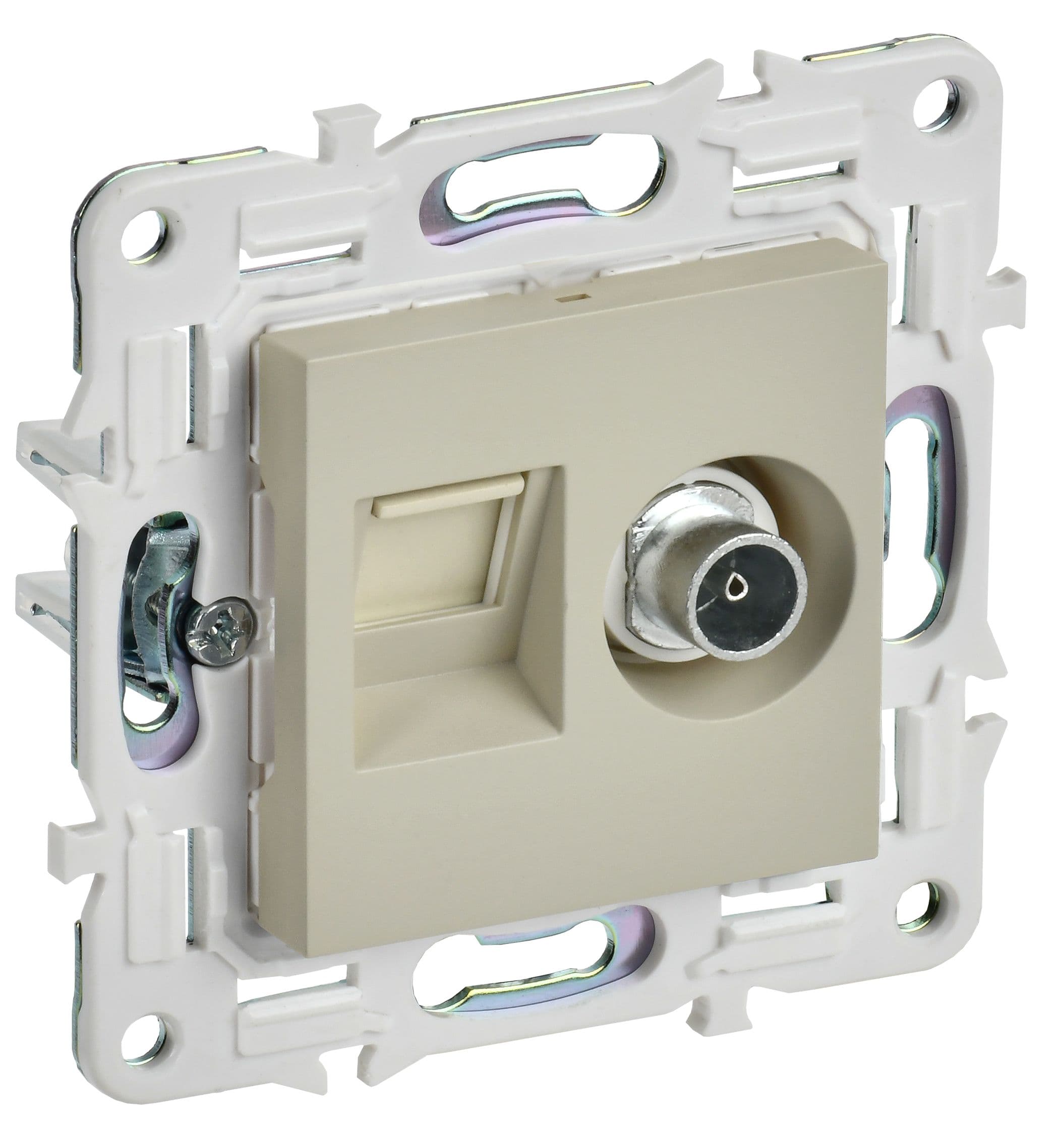 IEK SKANDY Бежевый Розетка двойная TV+RJ45 кат.5E SK-A14B