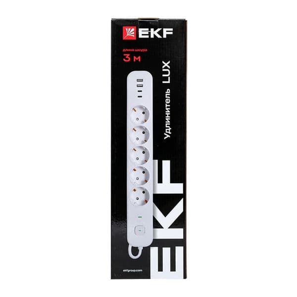 EKF Удлинитель LUX 5 гнезд 2USB 2,4А+2type-C 3 метра 1,5мм2 — миниатюра 9