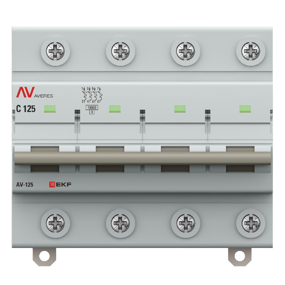 EKF Выключатель автоматический AV-125 4P 100A (D) 10kA AVERES — миниатюра 5