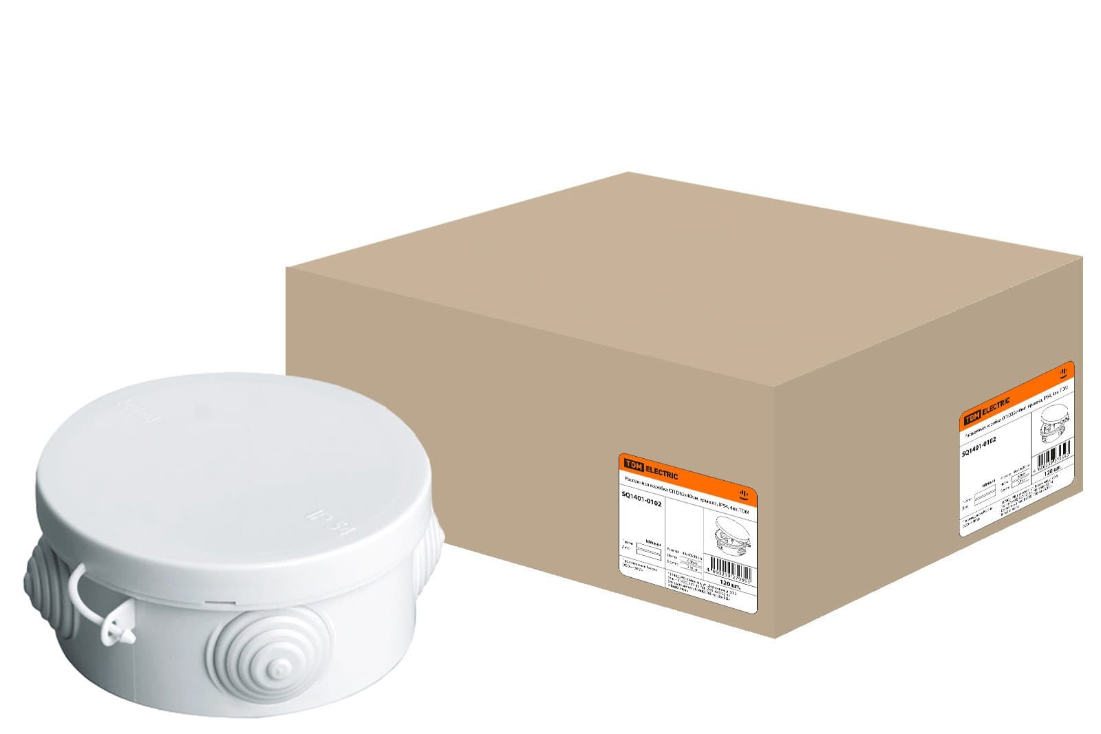 TDM Распаячная коробка ОП D85х40мм, крышка, IP54, 4вх. SQ1401-0102