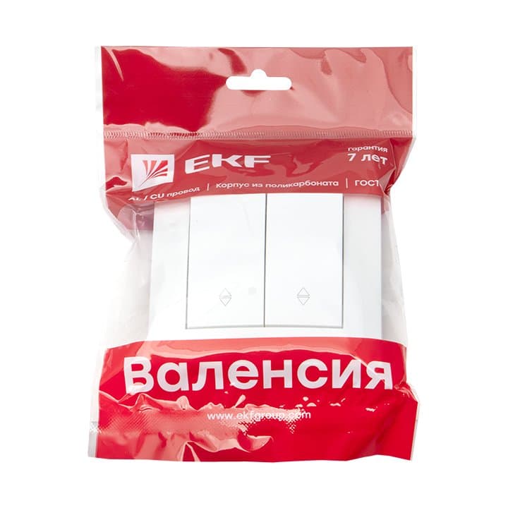 EKF PROxima Валенсия выключатель 2-кл. 10А белый проходной — миниатюра 2
