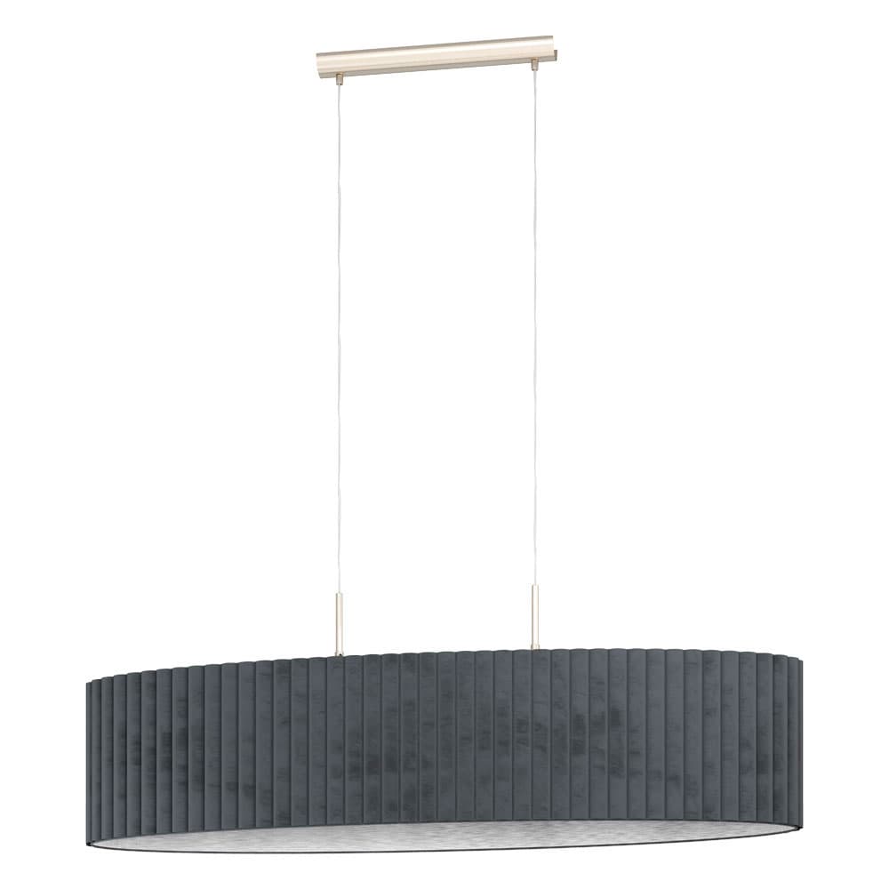 Eglo TAMARESCO Подвес , 2x40W(E27), L1020, B300, H1500, сталь, никель мат./бархат, серый 39773
