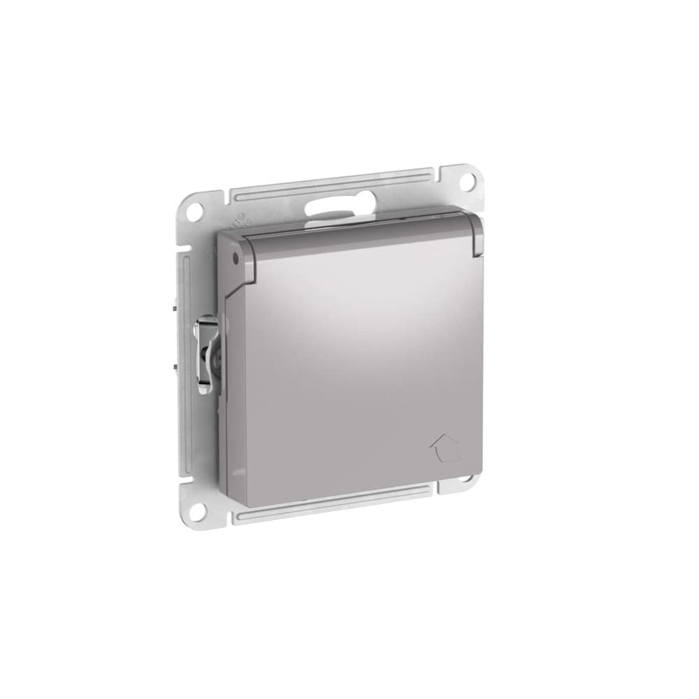 Systeme Electric AtlasDesign Алюминий Розетка с заземл. со шторк. с крышкой, 16А,IP20, мех., быстрозажим. клем. — миниатюра 4