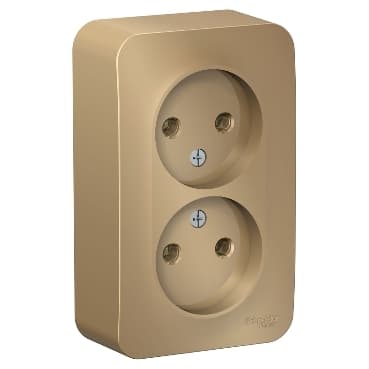 Systeme Electric Blanca наруж Титан Розетка 2-ая б/з без шторок, 16А, 250В — миниатюра 2