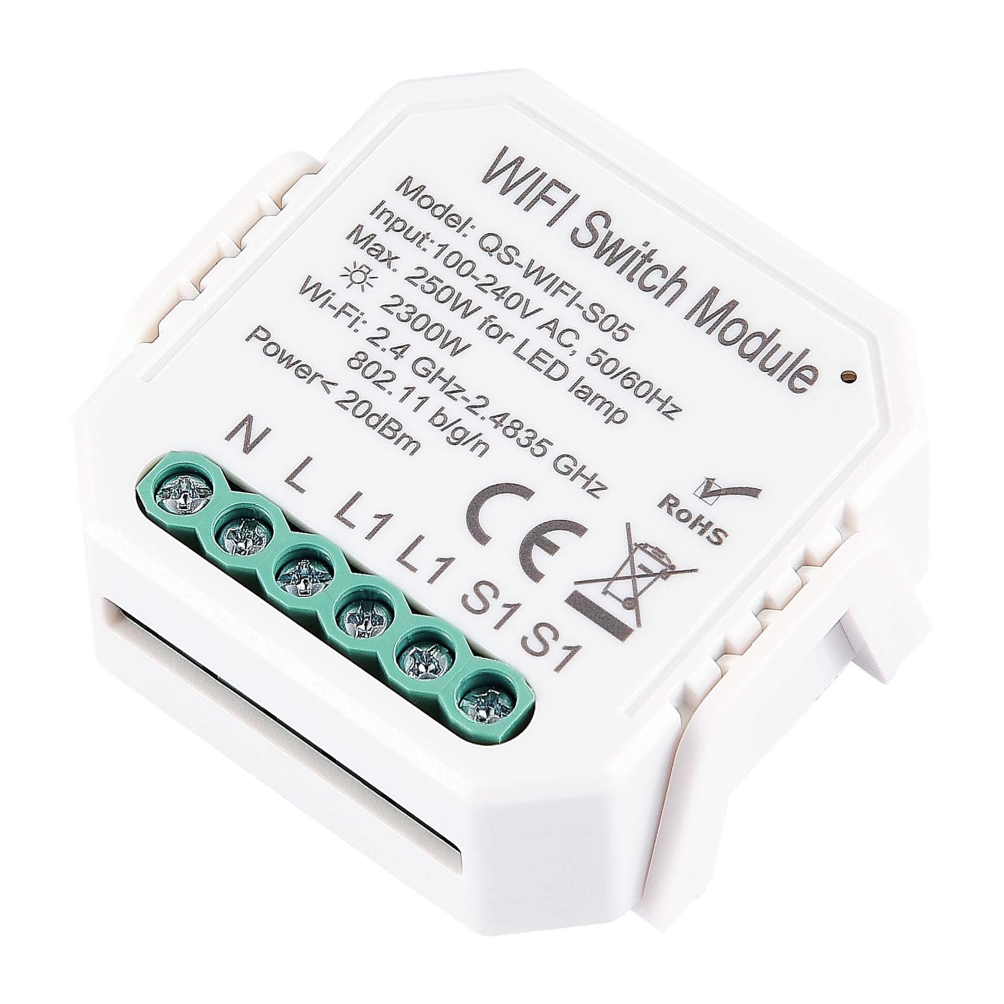ST Luce ST9000.500.01C WIFI реле 1 канал, 10A Белый - -*Max 2300W/250W - Ra IP20 L46xW46xH18 100-240V