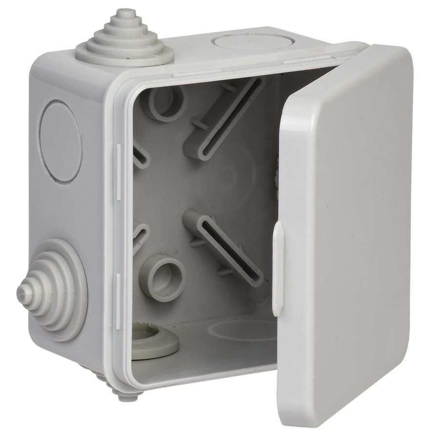IEK Коробка расп. КМ41238 80х80х50мм о/к IP54 7 вв. (7035)