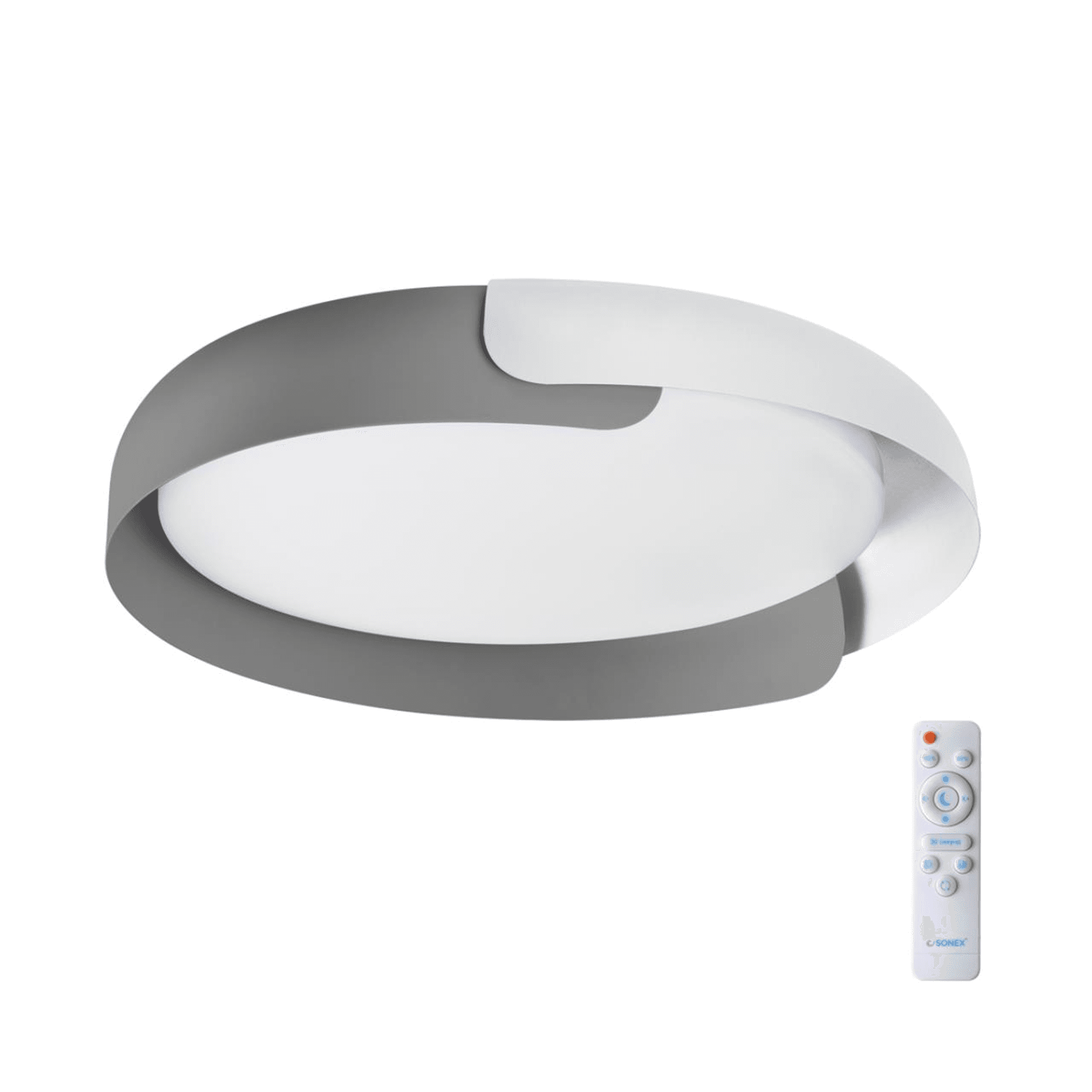 Sonex 7707/60L AVRA LED SN Светильник металл/пластик/белый/серый LED 60Вт 3000-6000K D580 IP20 пульт ДУ ANTARES