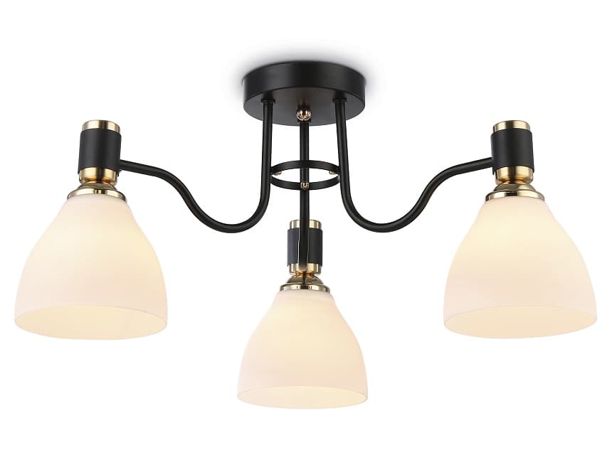 Ambrella Светильник потолочный TR303303/3 BK/GD/FR черный/золото/белый матовый E27*3 max 60W D600*270