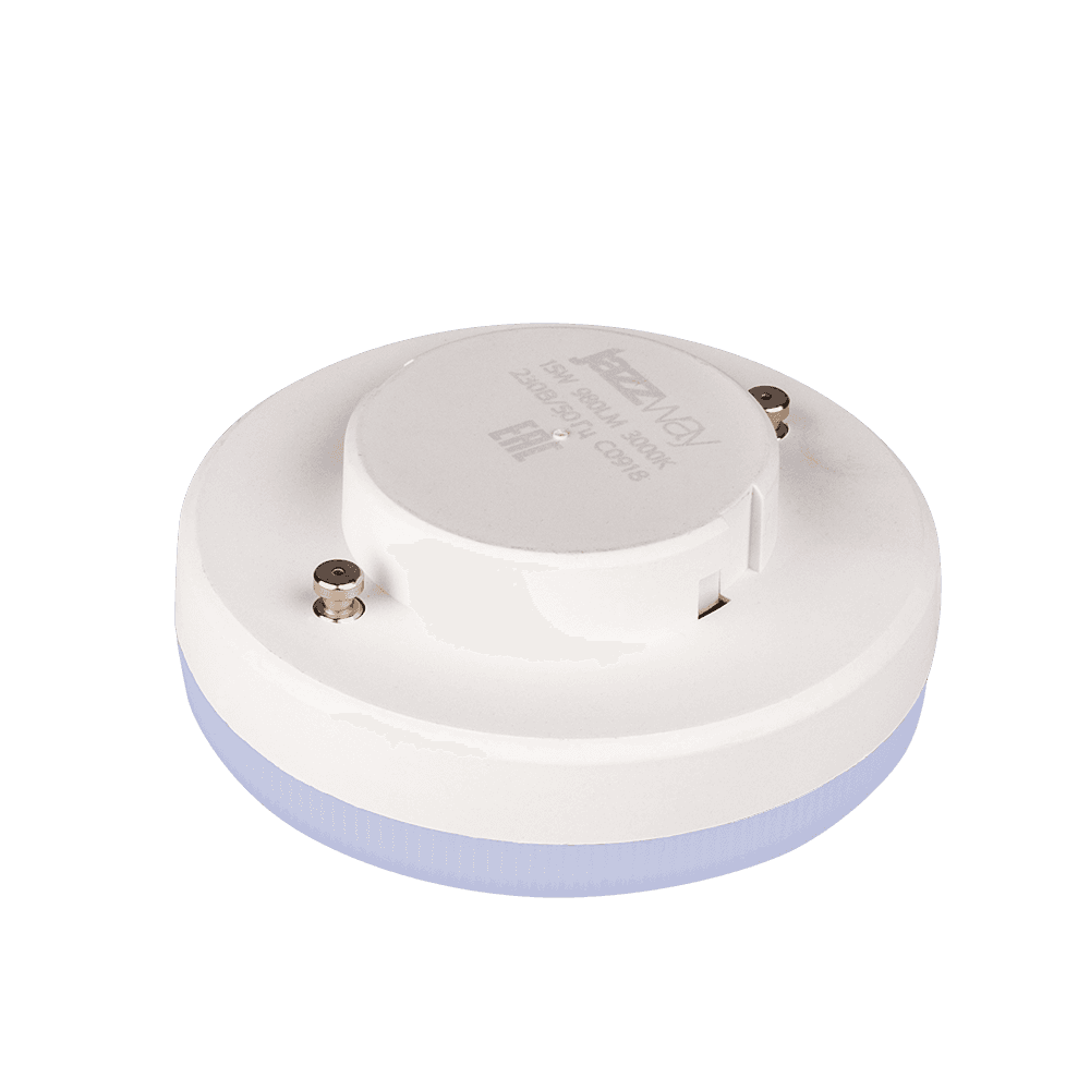 Jazzway Лампа светодиодная (LED) «таблетка» d75мм GX53 130° 15Вт 220-230В матовая тепло-белая желтая 3000К .2855435