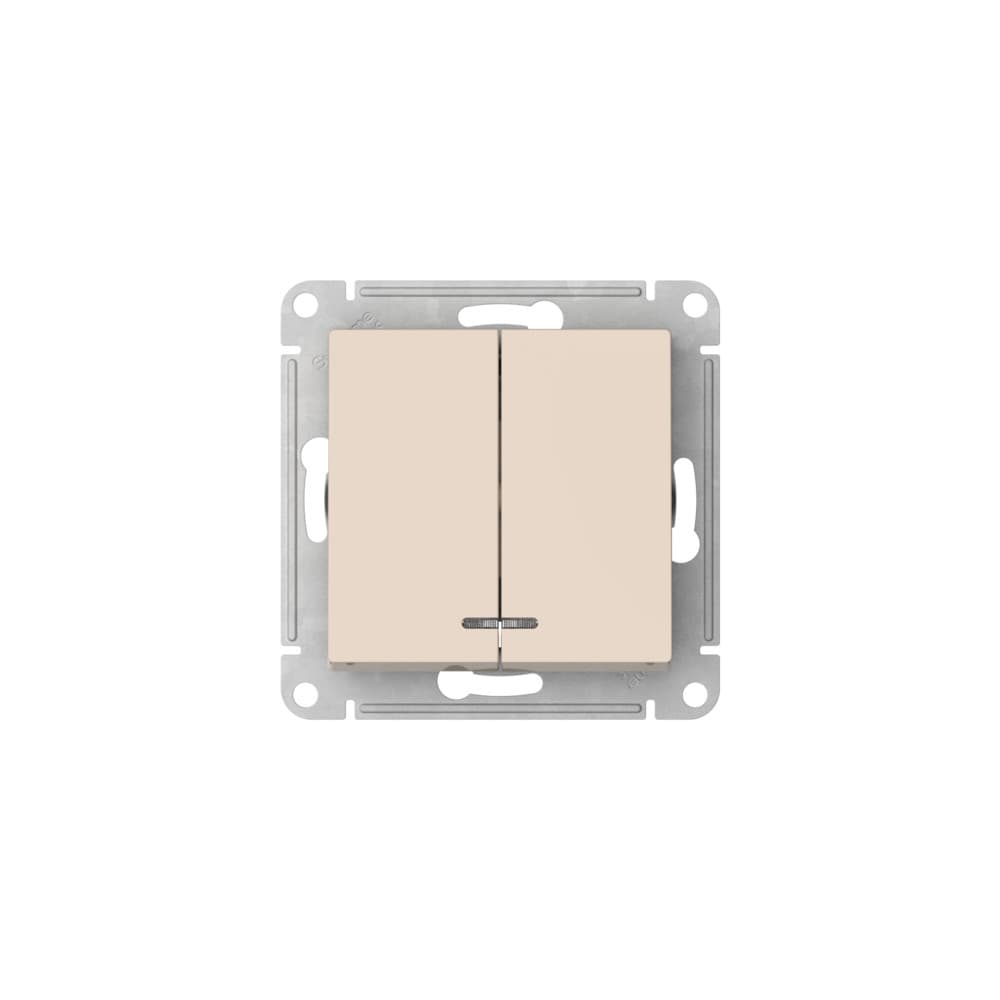 Systeme Electric AtlasDesign Бежевый Выключатель 2-клавишный с подсвет.,сх.5а, 10АХ,мех., быстрозажим. клем. — миниатюра 3