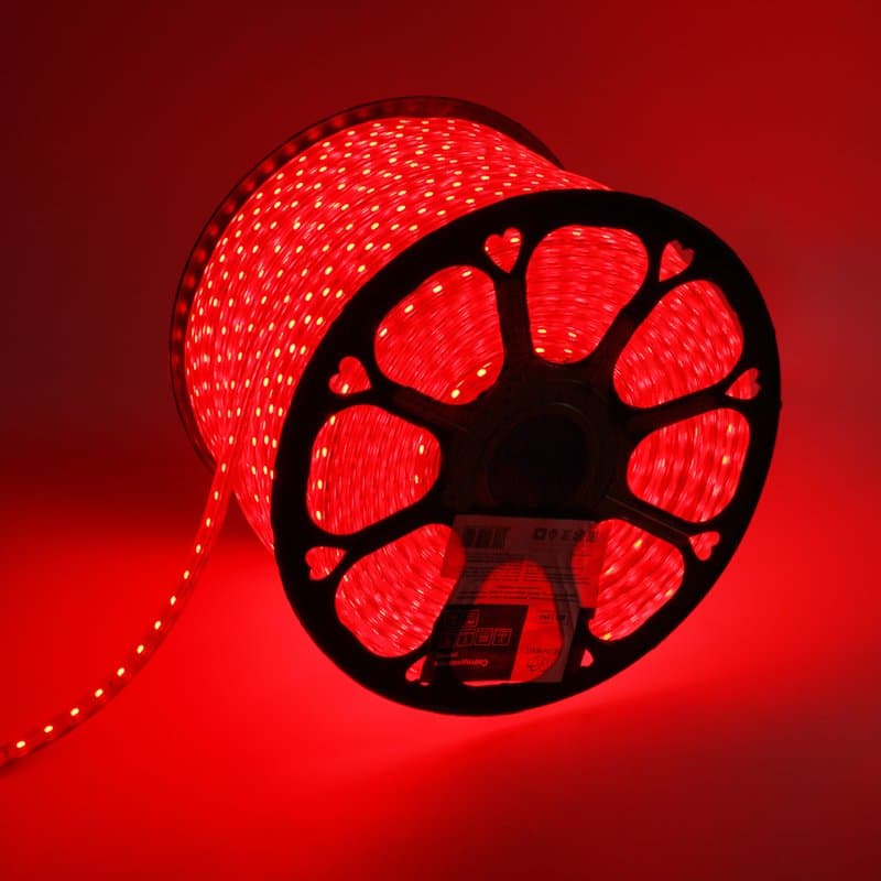 REXANT LED лента 220В, 13*8 мм, IP65, SMD 5050, 60 LED/m Красная 142-101