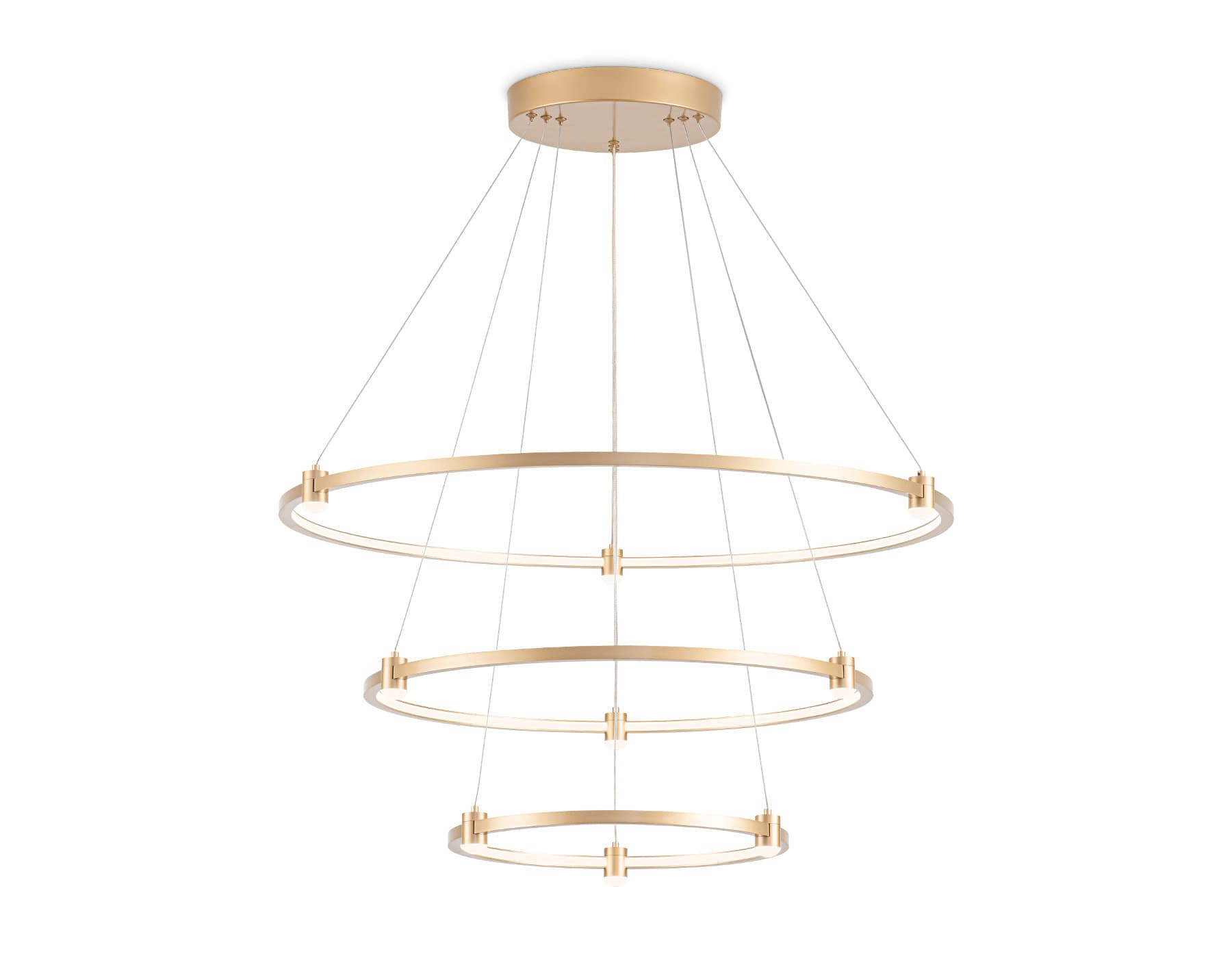 Ambrella Светильник подвесной светодиодный FL5516/3+9 GD золото 90W 3000K/4200K/6400K D800/600/400*1300 (без ПДУ) — миниатюра 2