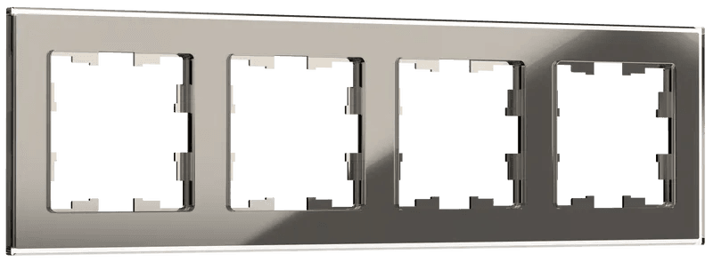 IEK BRITE DECOR Дымчатый глянец стекло Рамка 4-м РУ-4-2-БрД