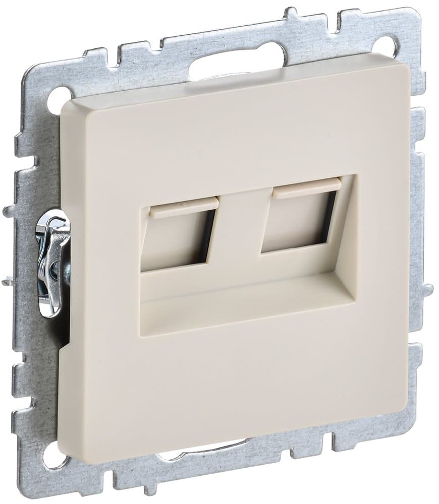 IEK BRITE BASE Бежевый Розетка комп двойная RJ45 кат.5E РК10-2-БрКр
