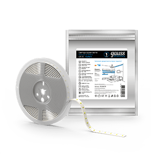 Gauss Лента LED Elementary 2835/120-SMD 9.6W 12V DC холодный белый IP20 (ZIP bag 5m) 355000310 — миниатюра 1