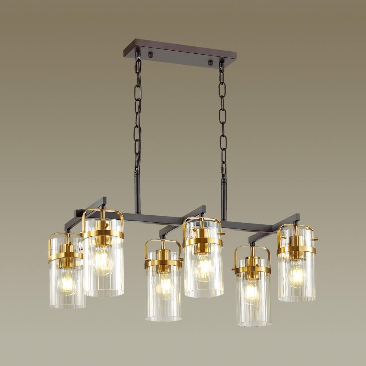 Odeon Light 4653/6 ODL20 569 черный/золотой/прозрачный Люстра E27 6*60W 220V KOVIS — миниатюра 4