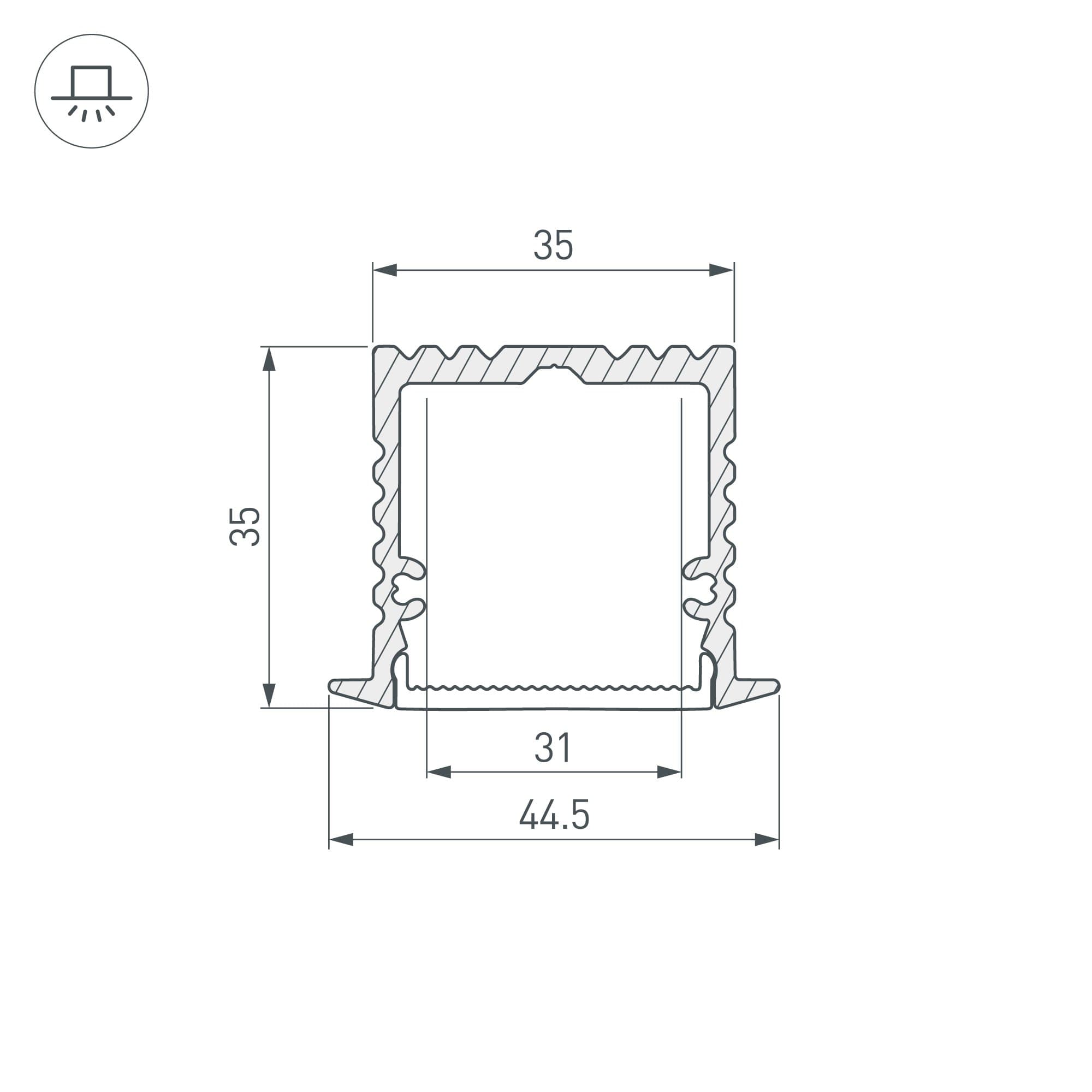 Arlight Профиль с экраном ALU-POWER-W35-2000-F ANOD+FROST (Алюминий) 015538 — миниатюра 3