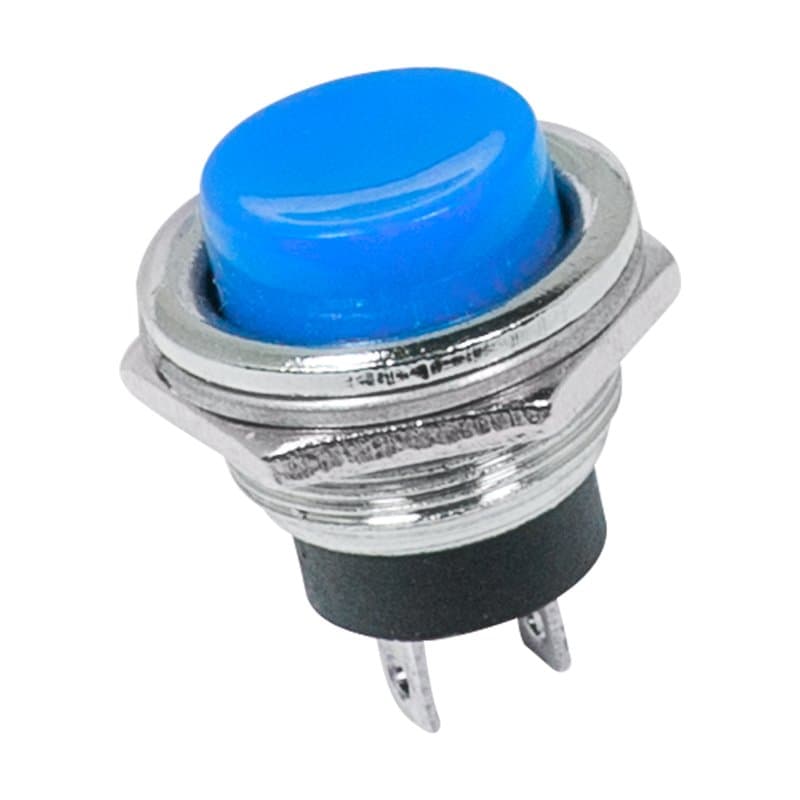Выключатель-кнопка металл 250V 3А (2с) (ON)-OFF Ø16.2 синяя Rexant 36-3352