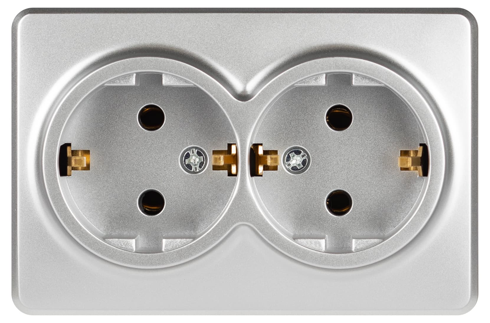ЭРА Розетка Эксперт 11-2205-03 двойная с заземлением 2х2P+E Schuko IP20 16A-250В ОУ алюминий — миниатюра 3