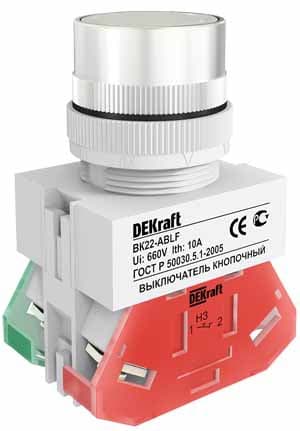 Dekraft Выключатель кноп. ABLF D22 БЕЛЫЙ 220В ВK-22 — миниатюра 4