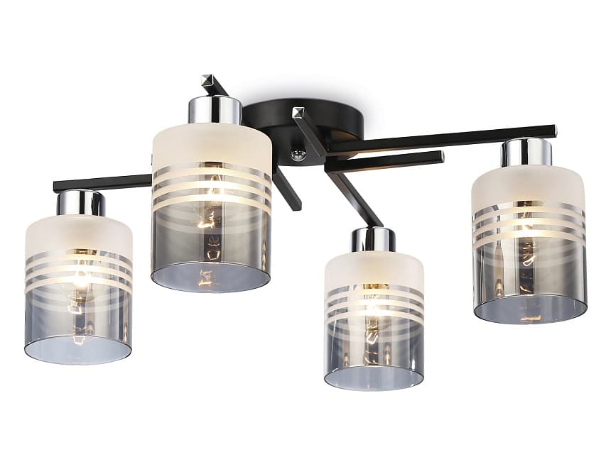 Ambrella Светильник потолочный TR303212/4 BK/CH/SM/FR черный/хром/дымчатый/белый матовый E27*4 max 60W D515*200