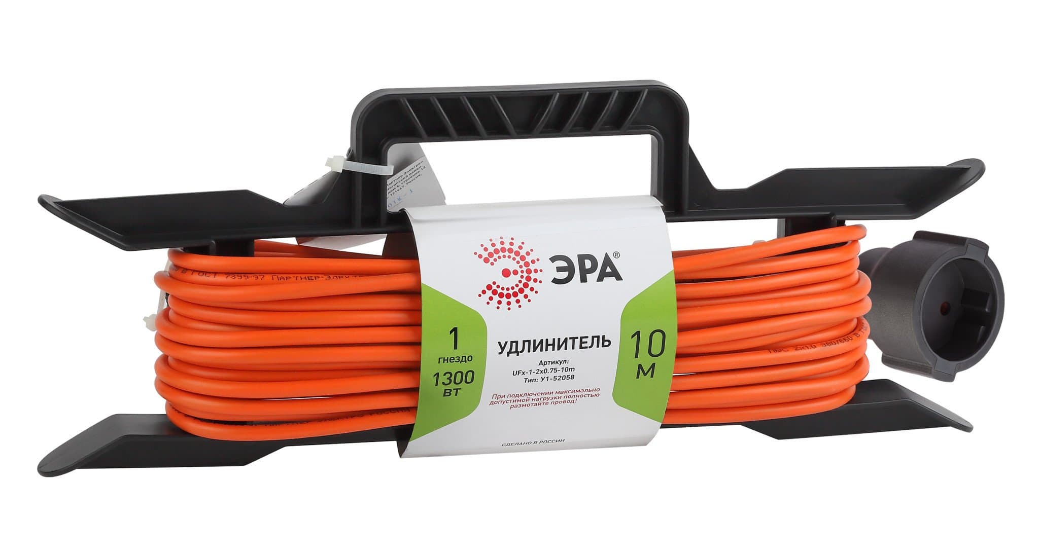 ЭРА UFx-1-2x0.75-10m-IP44 Удлинитель силовой на рамке б/з 1 гн 10м ПВС 2x0.75