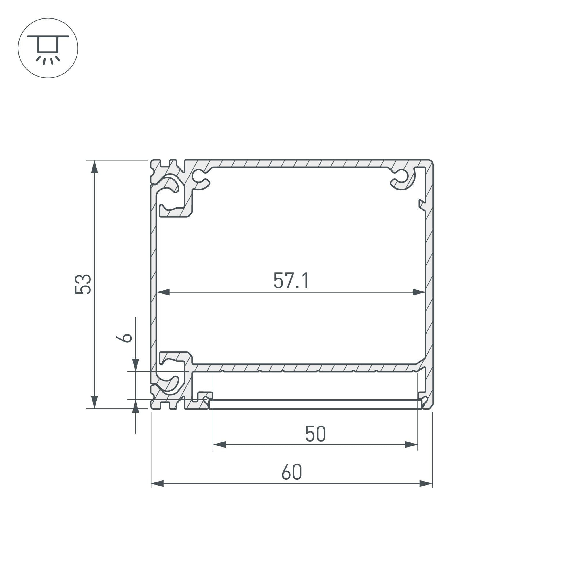 Arlight Профиль BOX60-SIDE-2000 ANOD (Алюминий) 017353 — миниатюра 3