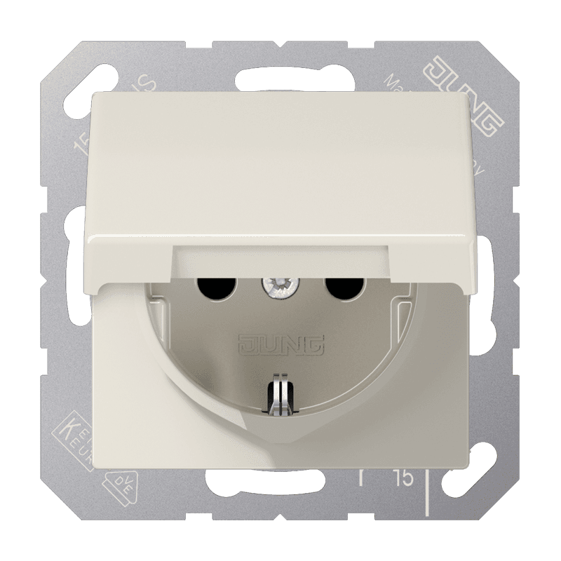 JUNG Розетка Schuko 16A/250B с крышкой AS1521BFKL
