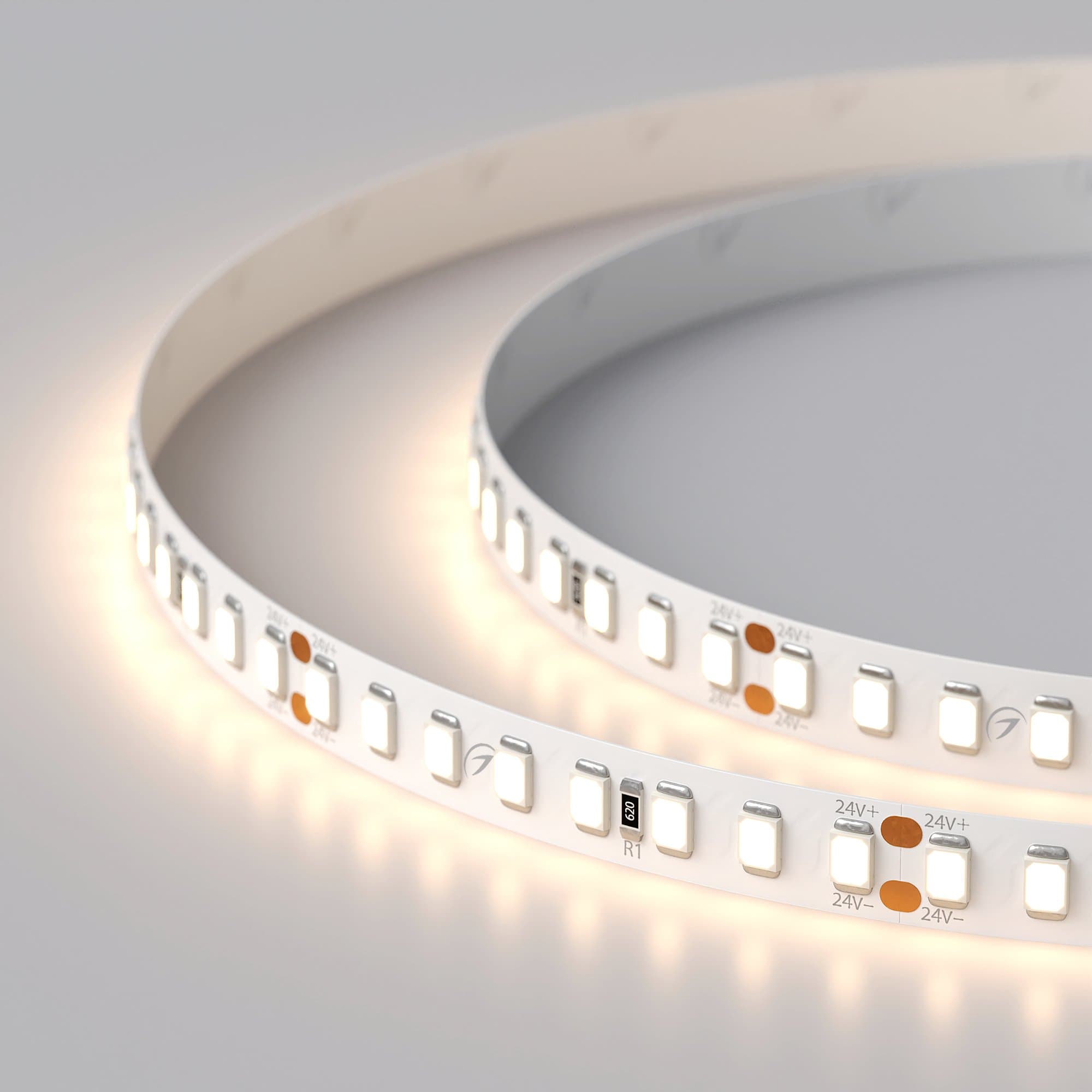 Arlight Светодиодная лента RT-A160-8mm 24V Warm3500 (12 W/m, IP20, 2835, 5m) (высок.эфф.150 лм/Вт) 028560(2) — миниатюра 3