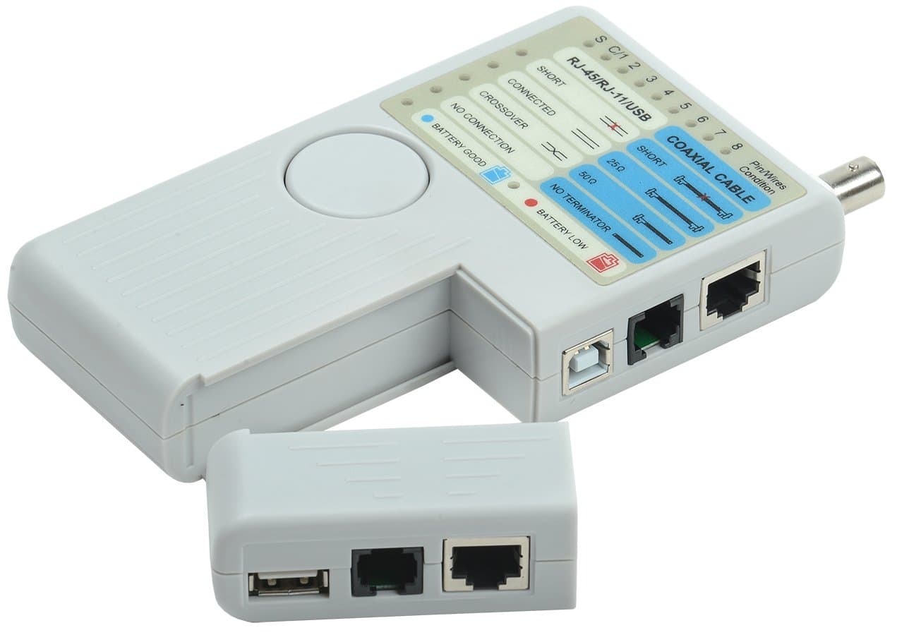 IEK ITK Тестер для витой пары 4в1 RJ45/RJ11/BNC/USB с элем. пит. WH3468
