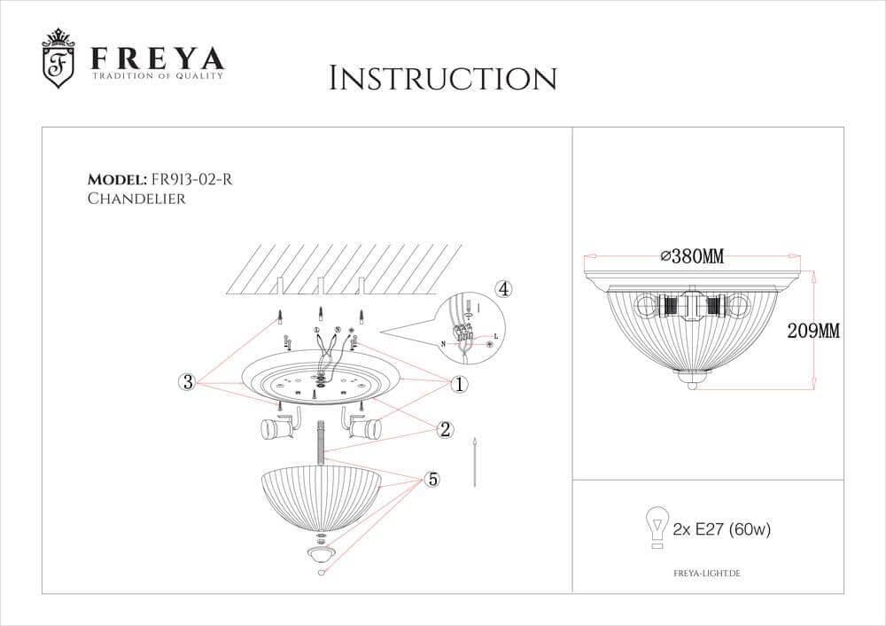 Freya Classic Planum Бронза Потолочный светильник E27 60W FR2913-CL-02-BZ — миниатюра 4