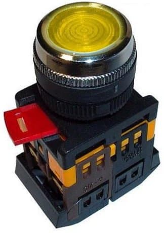 IEK Кнопка ABLFS-22 желтый d22мм неон/240В 1з+1р — миниатюра 2