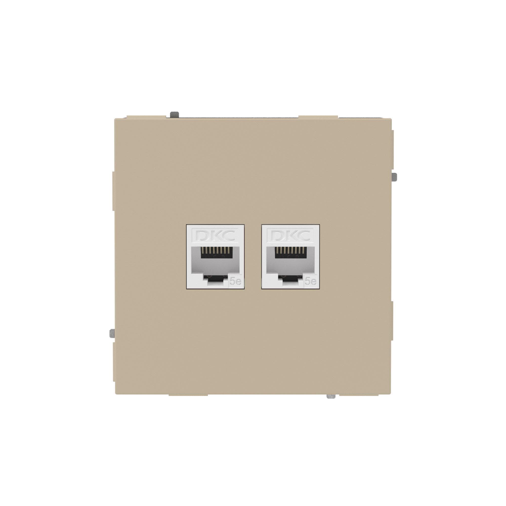 DKC KANT Компьютерная розетка RJ-45 без шторки, кат.5е двойная, ванильный марципан — миниатюра 1