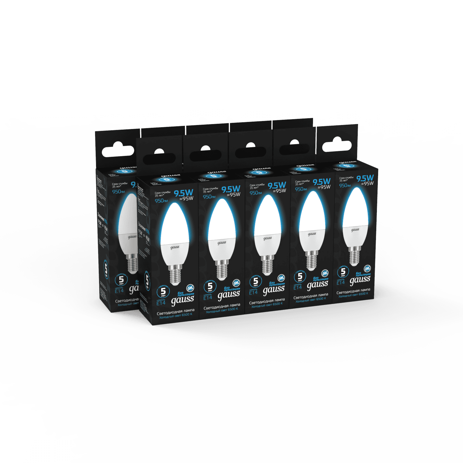 Gauss Лампа Свеча 9.5W 950lm 6500К E14 LED 1/10/100 103101310 — миниатюра 2