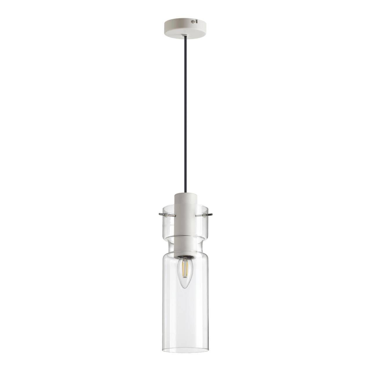 Odeon Light 5057/1B PENDANT ODL24 323 белый/прозрачный/металл/стекло Подвес E27 1*40W SCROW