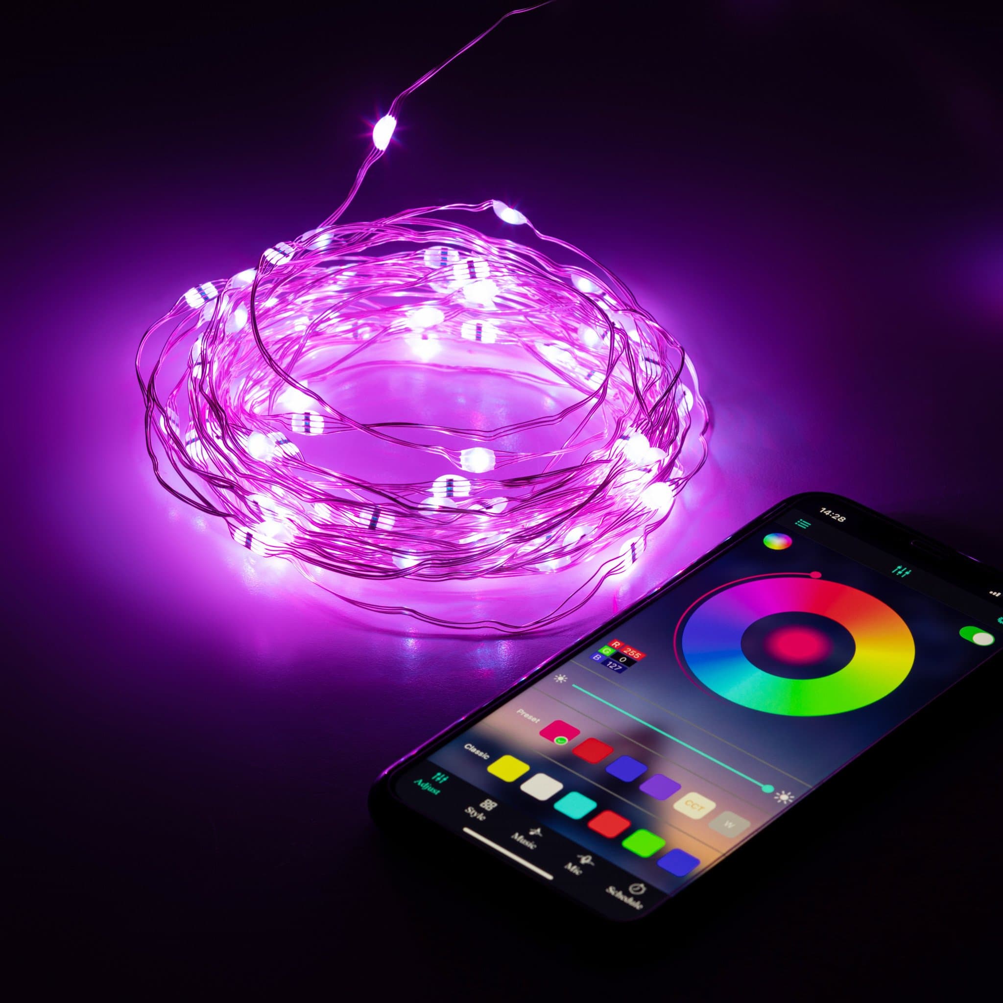ЭРА ЕGNIG - PU Гирлянда Нить с пультом, RGB, 5 м, 220 V, с таймер, с музыкой, с упр. через моб. прилож., длина провода