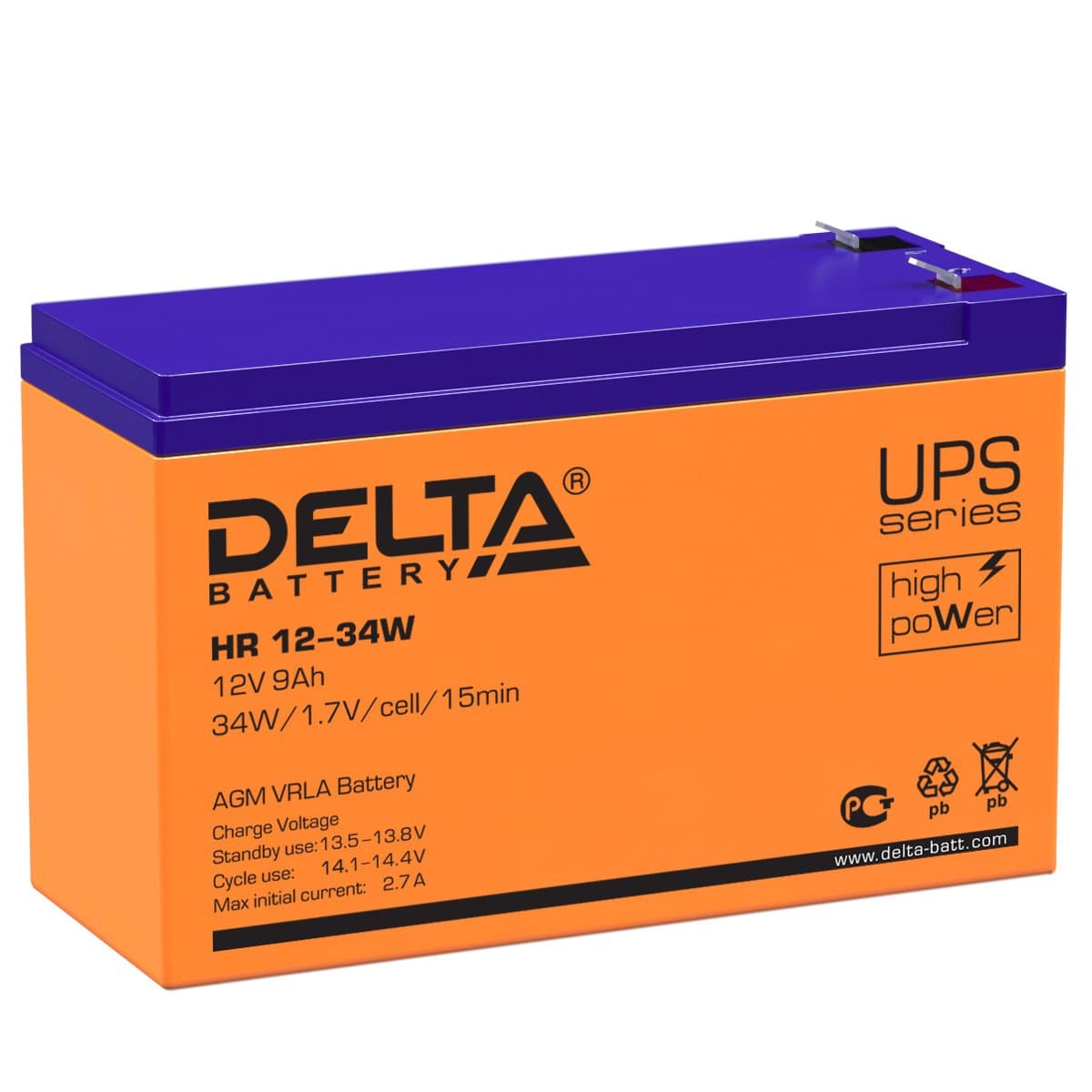 Delta Аккумуляторная батарея HR 12-34W (12V/9Ah) HR 12-34 W