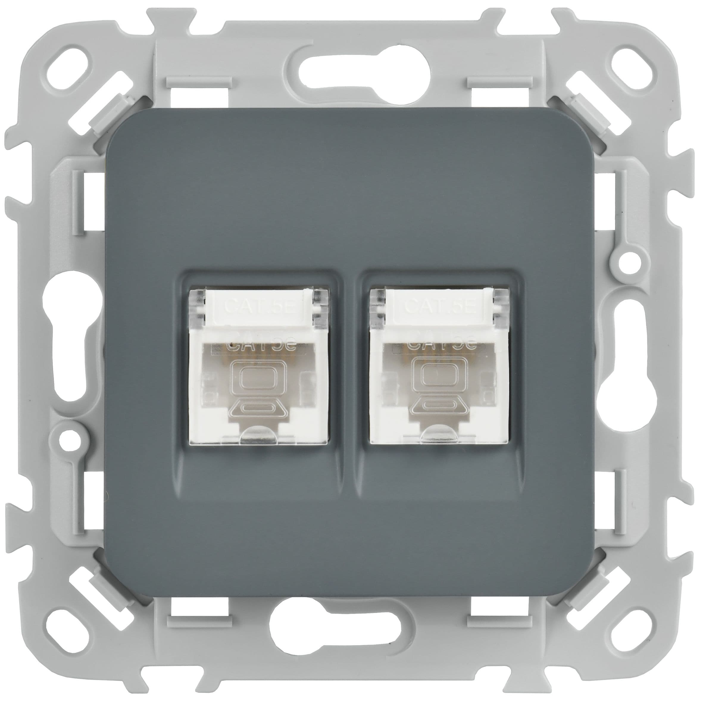 IEK FLITE Мокрый асфальт Розетка 2-местная компьютерная RJ45 категория 5Е UTP — миниатюра 2