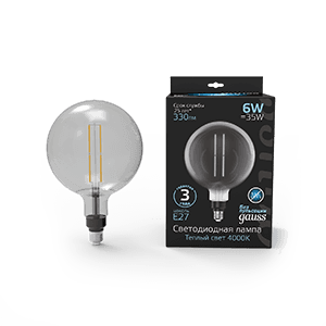 Gauss Лампа Filament G200 6W 330lm 4000К Е27 gray straight LED 154802205 — миниатюра 1