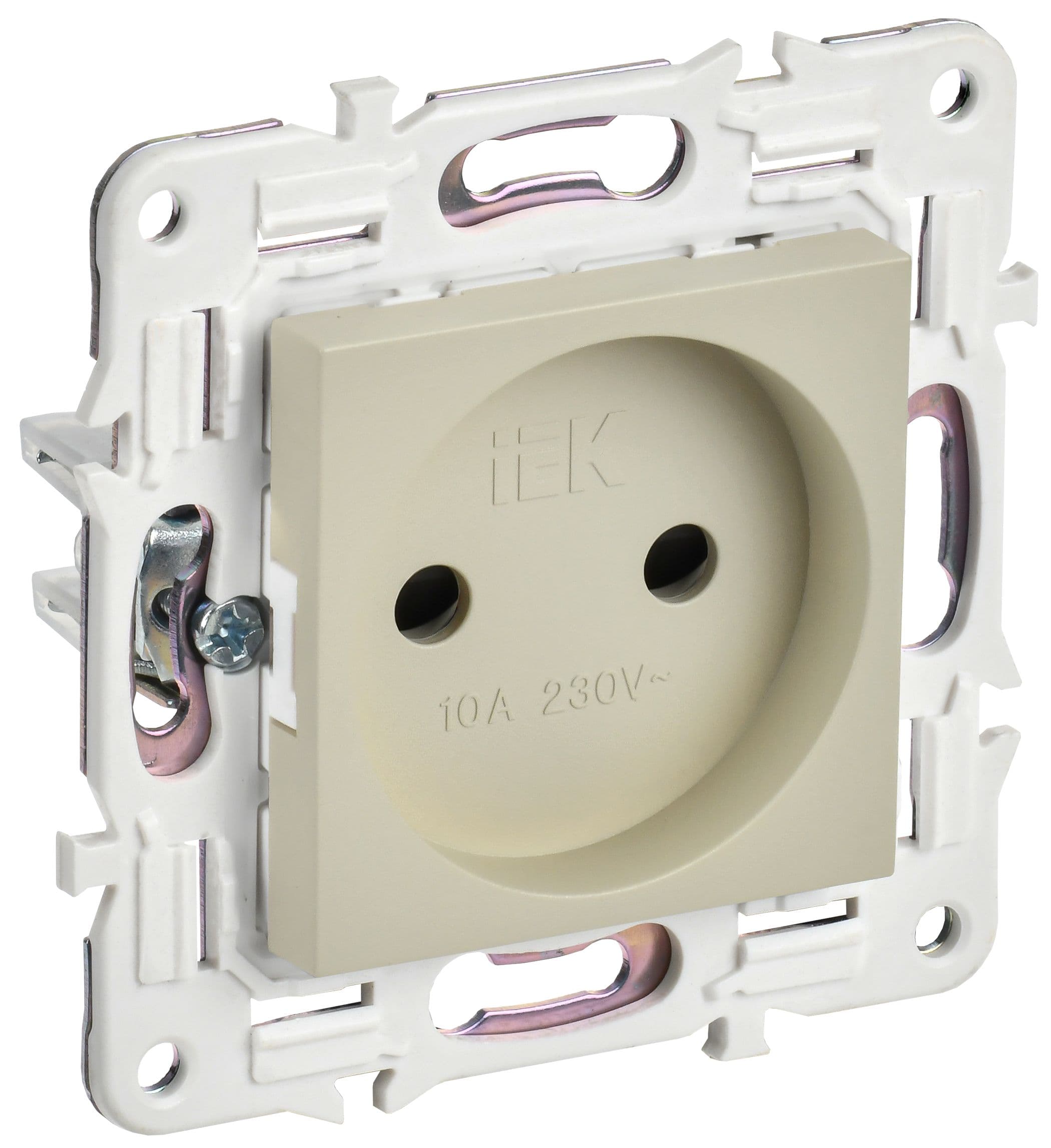 IEK SKANDY Бежевый Розетка б/з с защитными шторками 10А SK-R01B — миниатюра 1