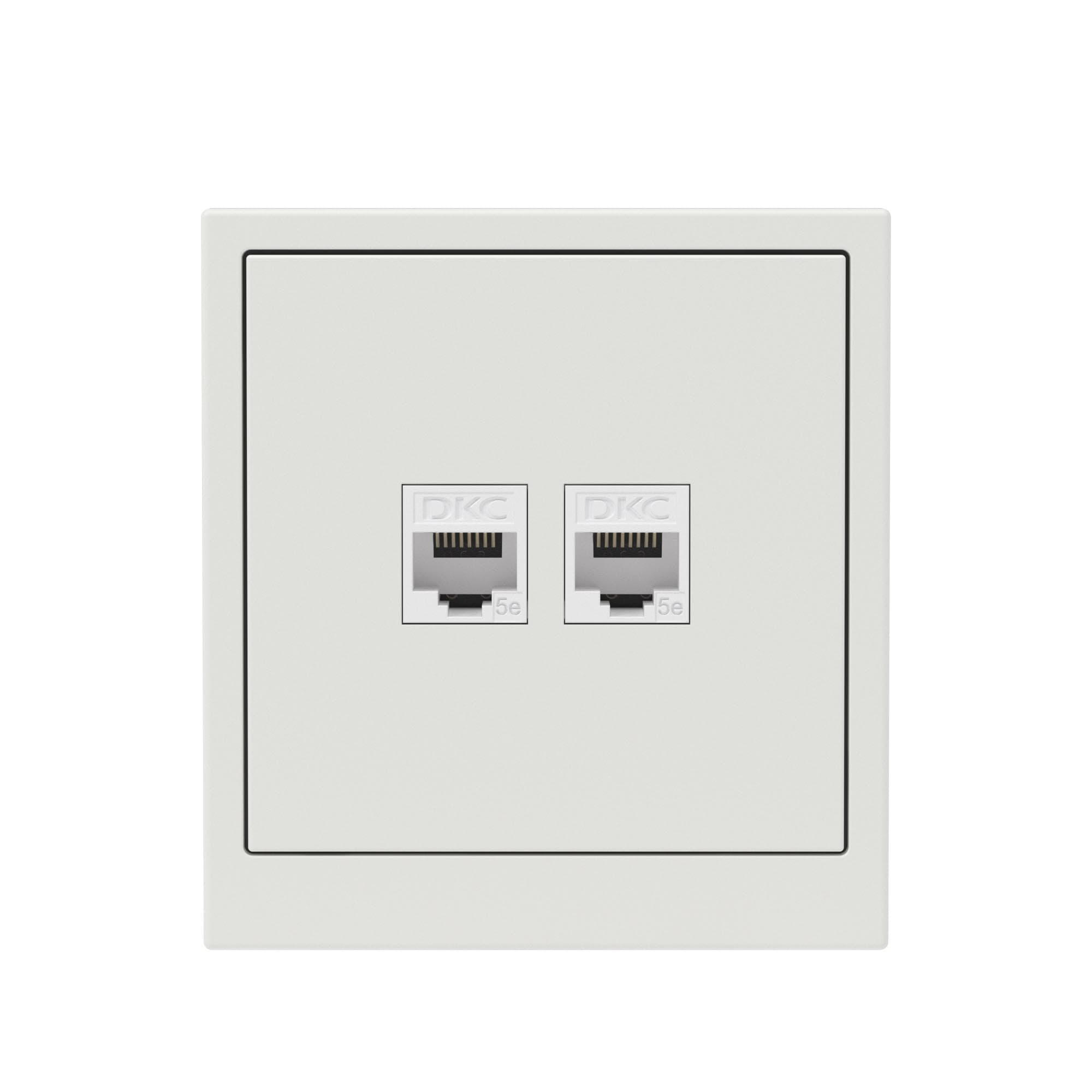 DKC KANT Компьютерная розетка RJ-45 без шторки, кат.5е двойная, белый песок — миниатюра 6