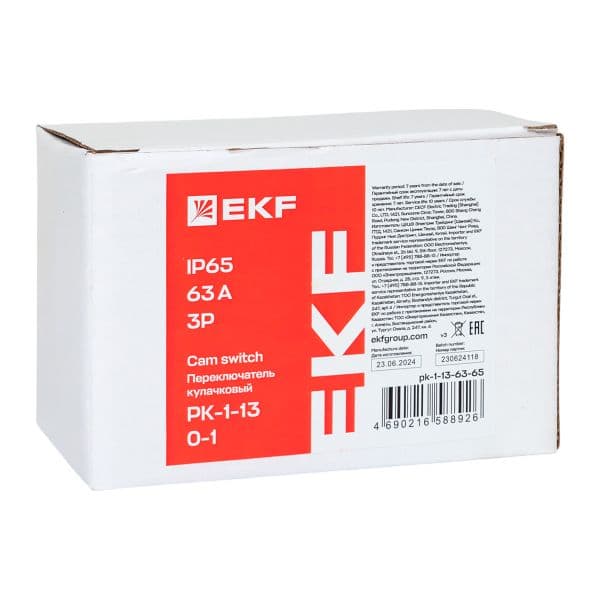 EKF Переключатель кулачковый ПК-1-13 63А 3P «0-1» IP65 — миниатюра 9