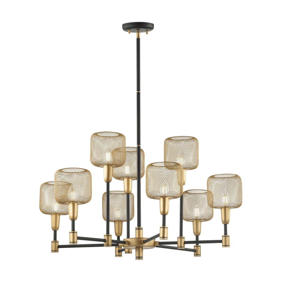 Odeon Light 4975/9 LOFT ODL22 475 черный/мат.золотой/металл.сетка Люстра E14 9*40W LECOLA — миниатюра 2