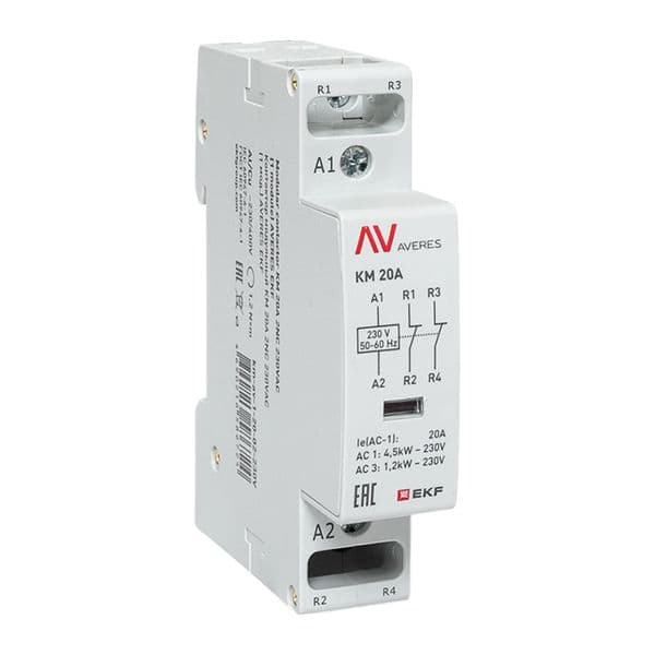 EKF Контактор модульный КМ 20А 2NC 230В АС (1 мод.) AVERES