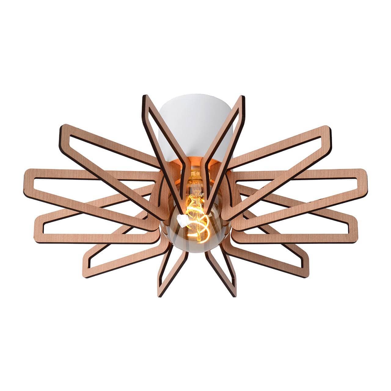 Lucide ZIDANE Светильник потолочный 77184/45/31 E27/15W White/Light Wood — миниатюра 3